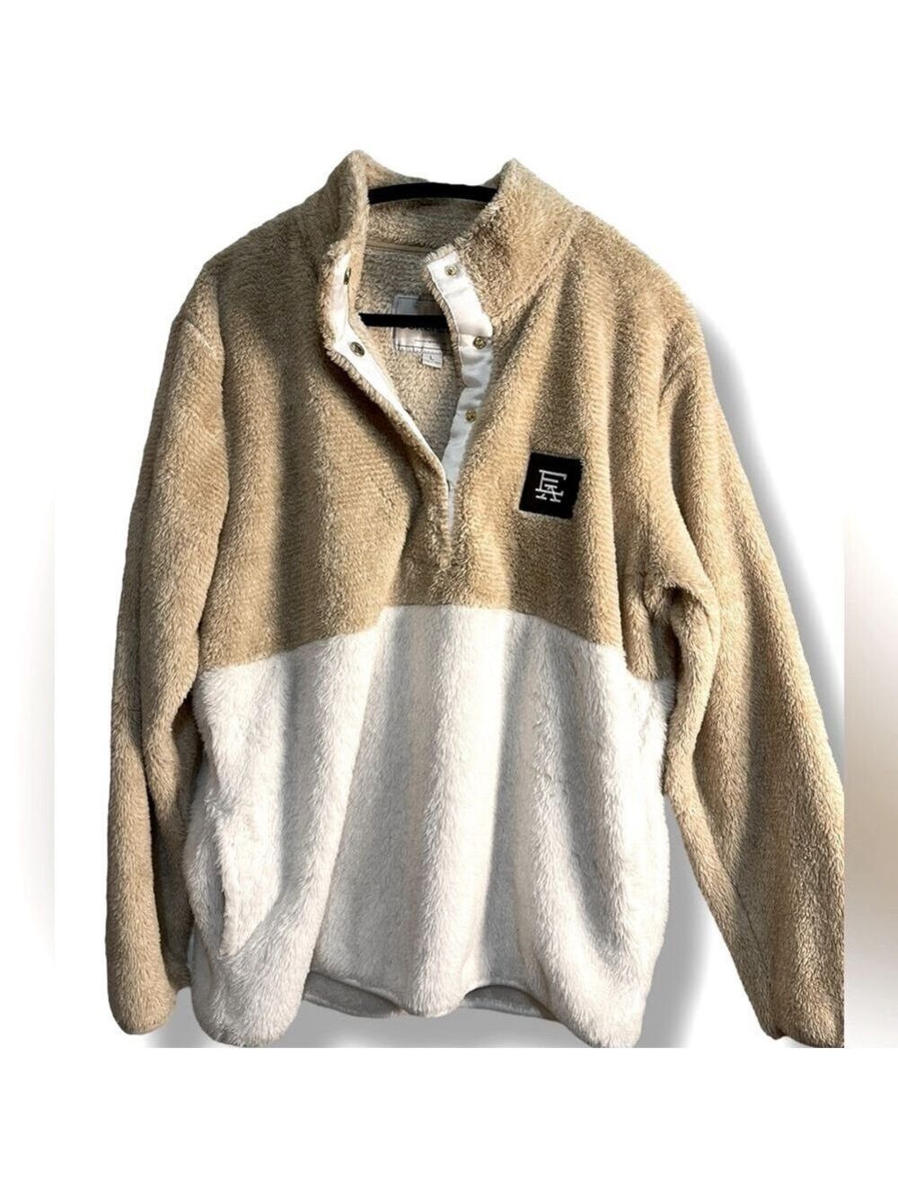 Fleece Pullover Camel and Cream Women's Size Large - Picture 4 of 12